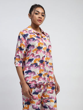 Multi Digital Print Rayon Loose Fit Shirt