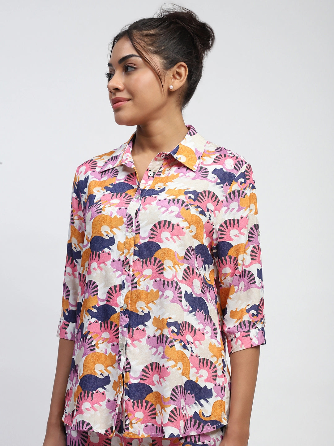 Multi Digital Print Rayon Loose Fit Shirt