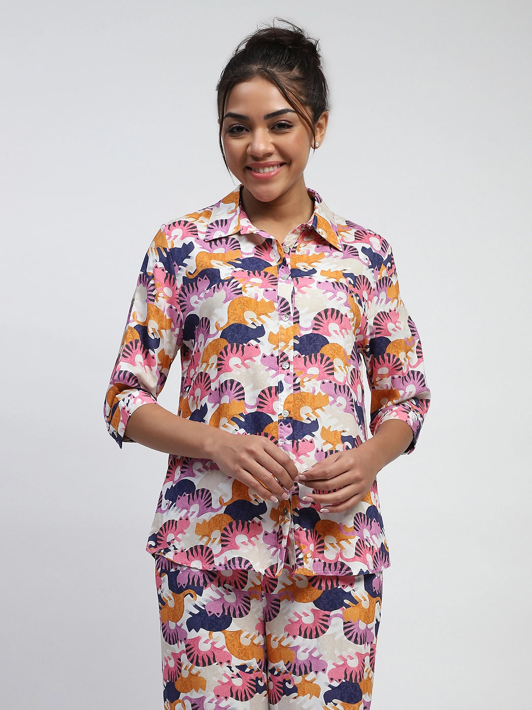 Multi Digital Print Rayon Loose Fit Shirt