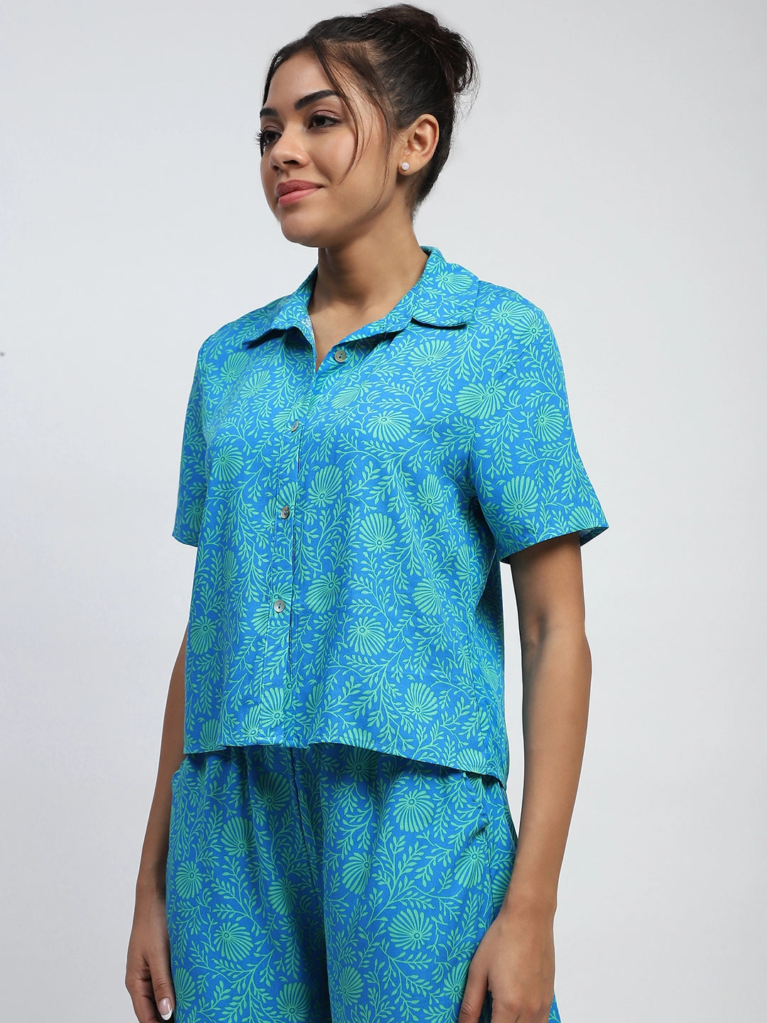 Royal Floral Print Rayon Loose Fit Shirt