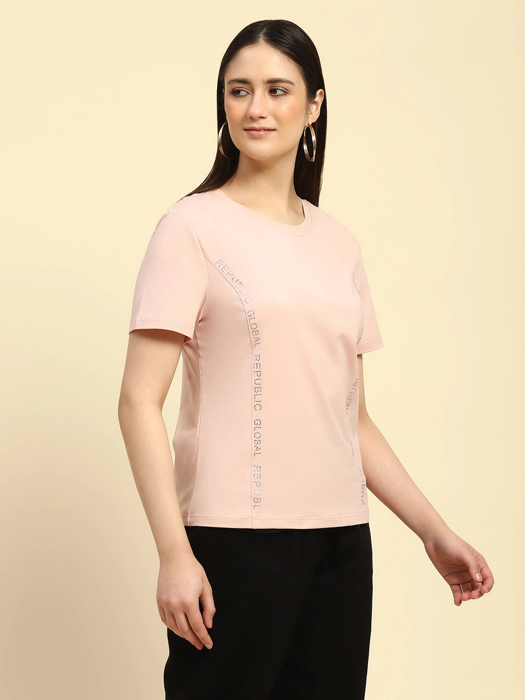 Pink Embroidered Cotton Relaxed Fit Top