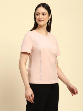 Pink Embroidered Cotton Relaxed Fit Top