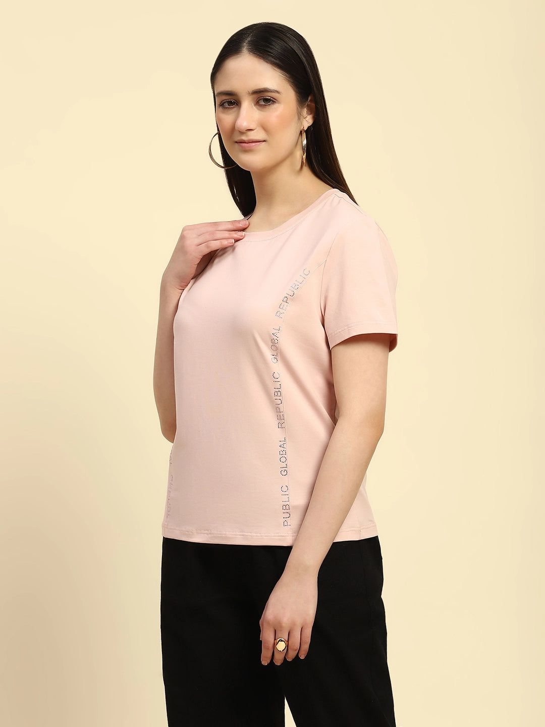 Pink Embroidered Cotton Relaxed Fit Top