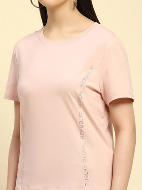 Pink Embroidered Cotton Relaxed Fit Top