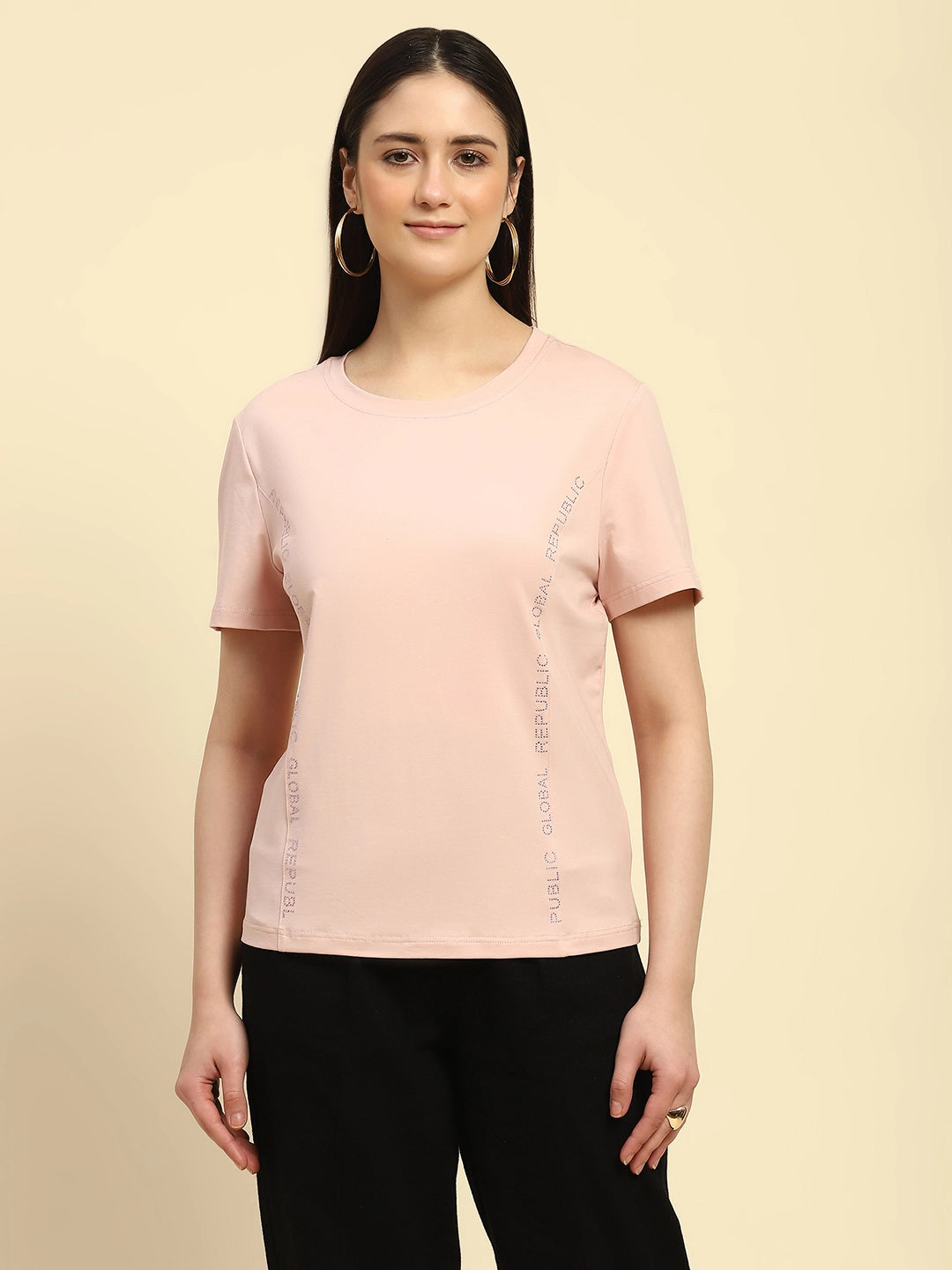 Pink Embroidered Cotton Relaxed Fit Top