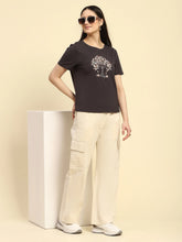 Grey Embroidered Modal Blend Relaxed Fit Top