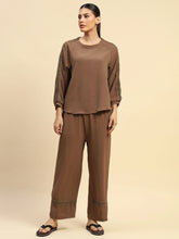 Coffee Poly Rayon Relaxed Fit Night Suit For Women