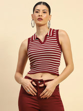 Wine Viscose Slim Fit Crop Top For Women