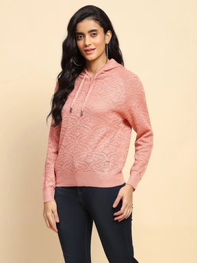 Pink Polyester Blend Regular Fit Pullover For Women