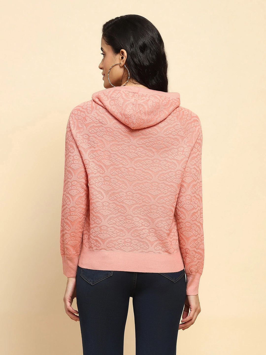 Pink Polyester Blend Regular Fit Pullover For Women