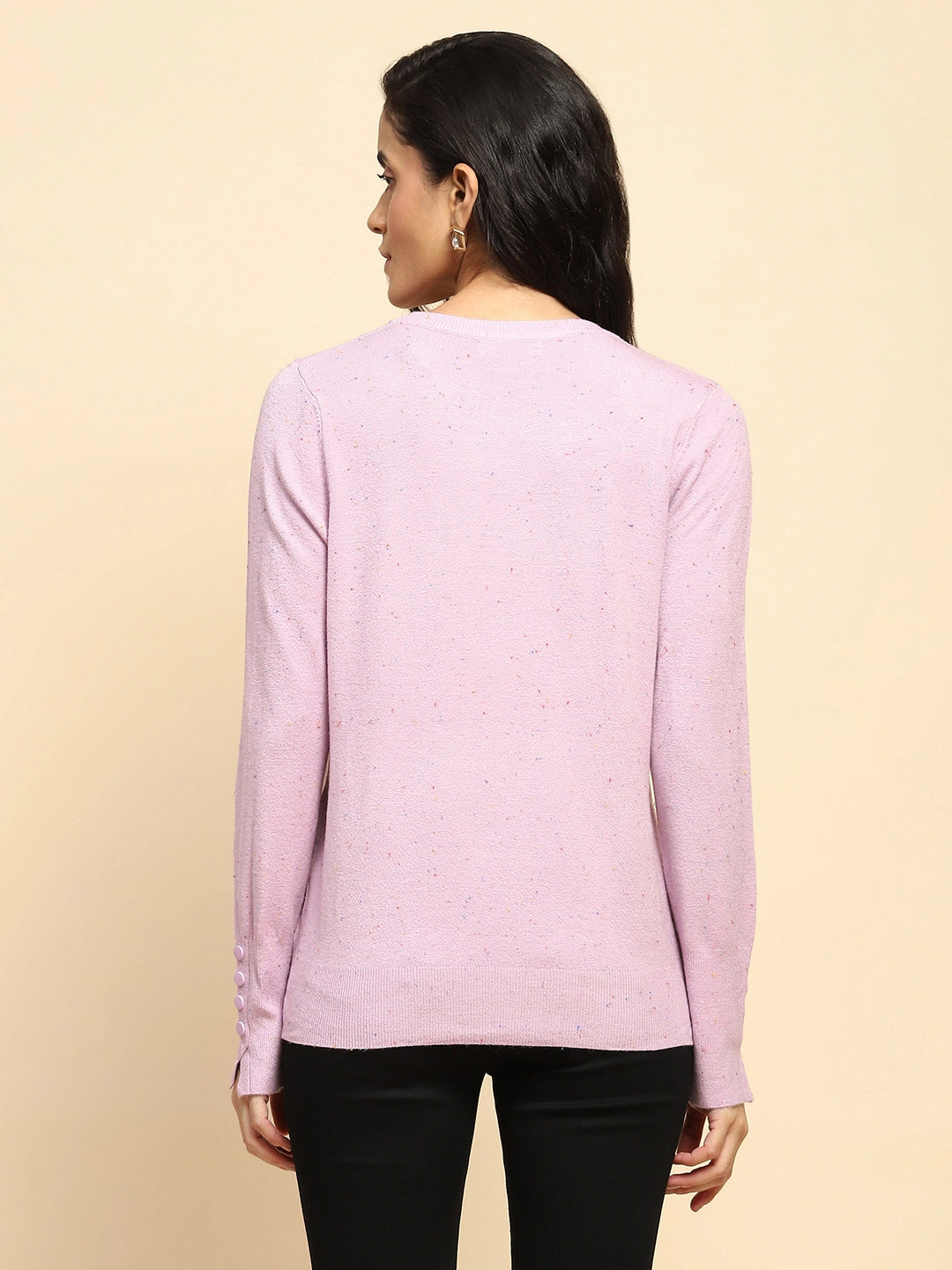 Lilac Viscose Blend Regular Fit Pullover For Women