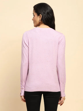 Lilac Viscose Blend Regular Fit Pullover For Women