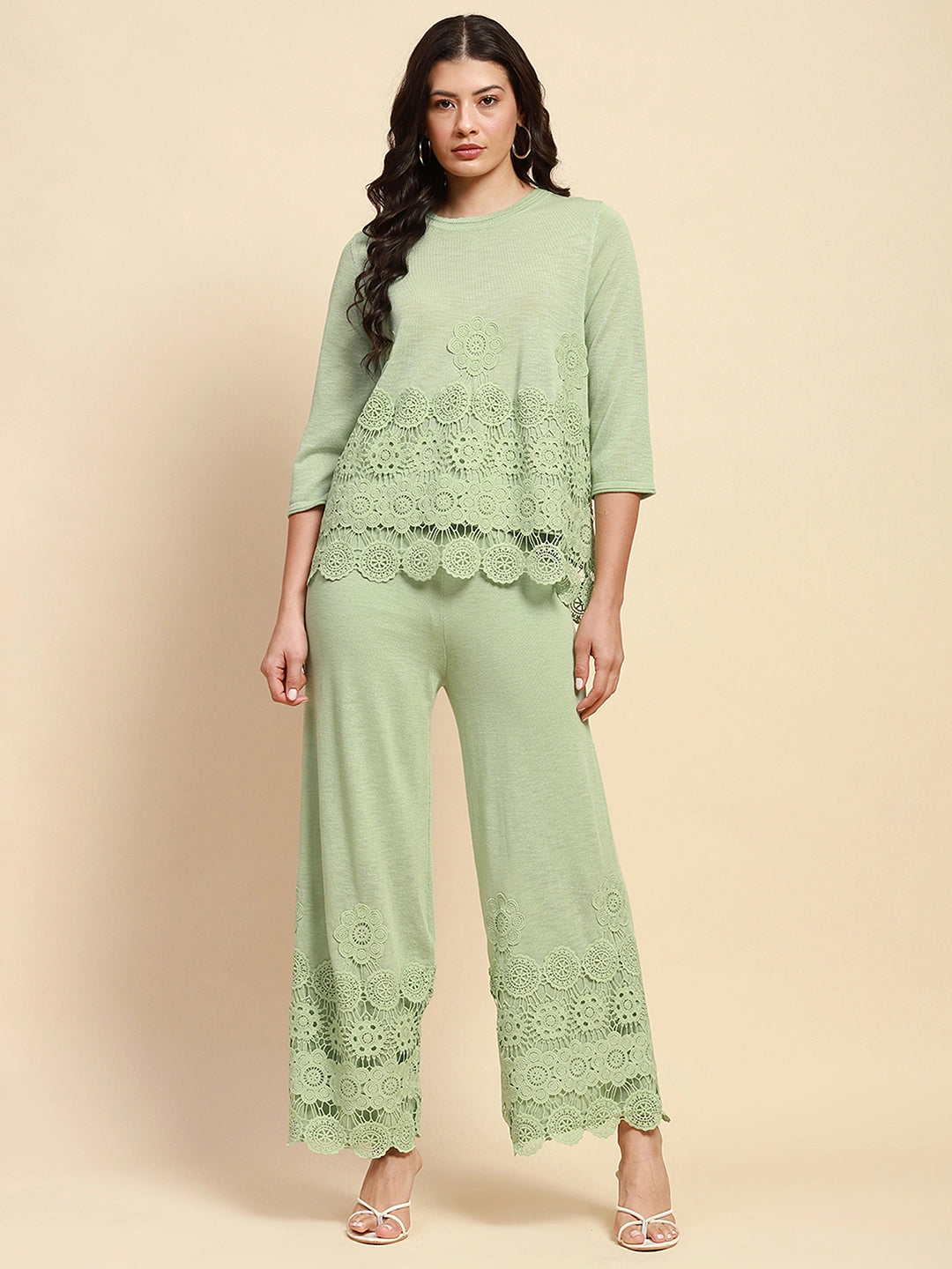 Mint Green Viscose Blend Relaxed Fit Co-ord Sets For Women