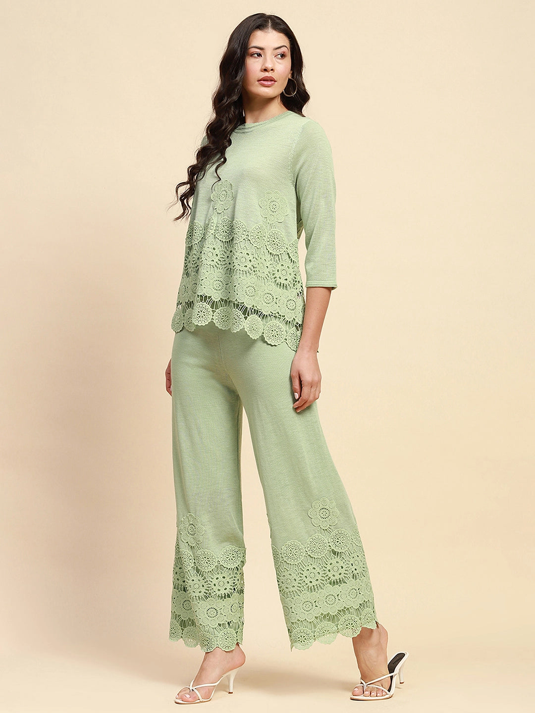 Mint Green Viscose Blend Relaxed Fit Co-ord Sets For Women