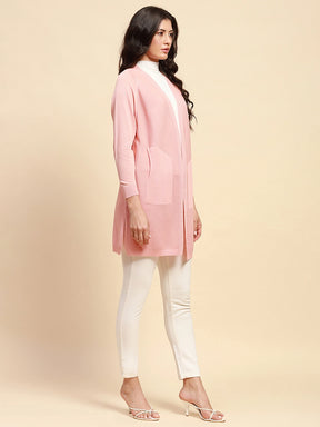 Pink Viscose Blend Loose Fit Winter Shrug For Women