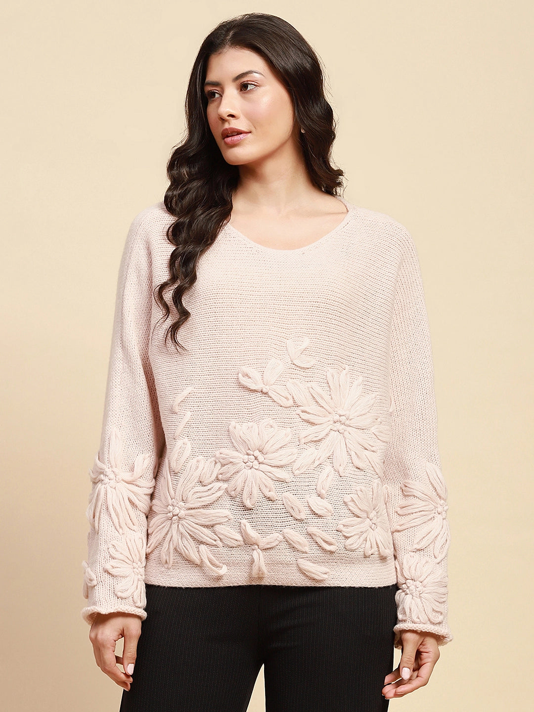 Natural Poly Blend Relaxed Fit Pullover For Women