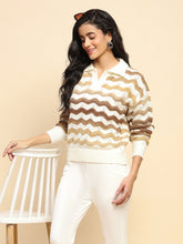 Brown Polyester Blend Regular Fit Pullover For Winter