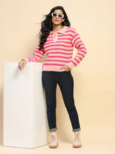 Fuchsia Poly Blend Regular Fit Pullover For Winter