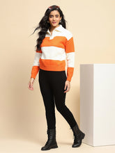 Orange Polyester Blend Relaxed Fit Pullover For Winter