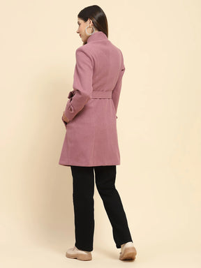 Falsa Poly Blend Solid Regular Fit Long Coat For Winter