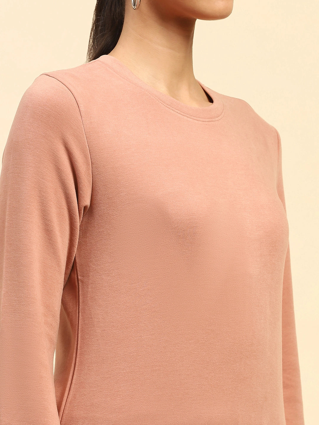 Rose Solid Eco Silk Blend Relaxed Fit Sweat Shirt