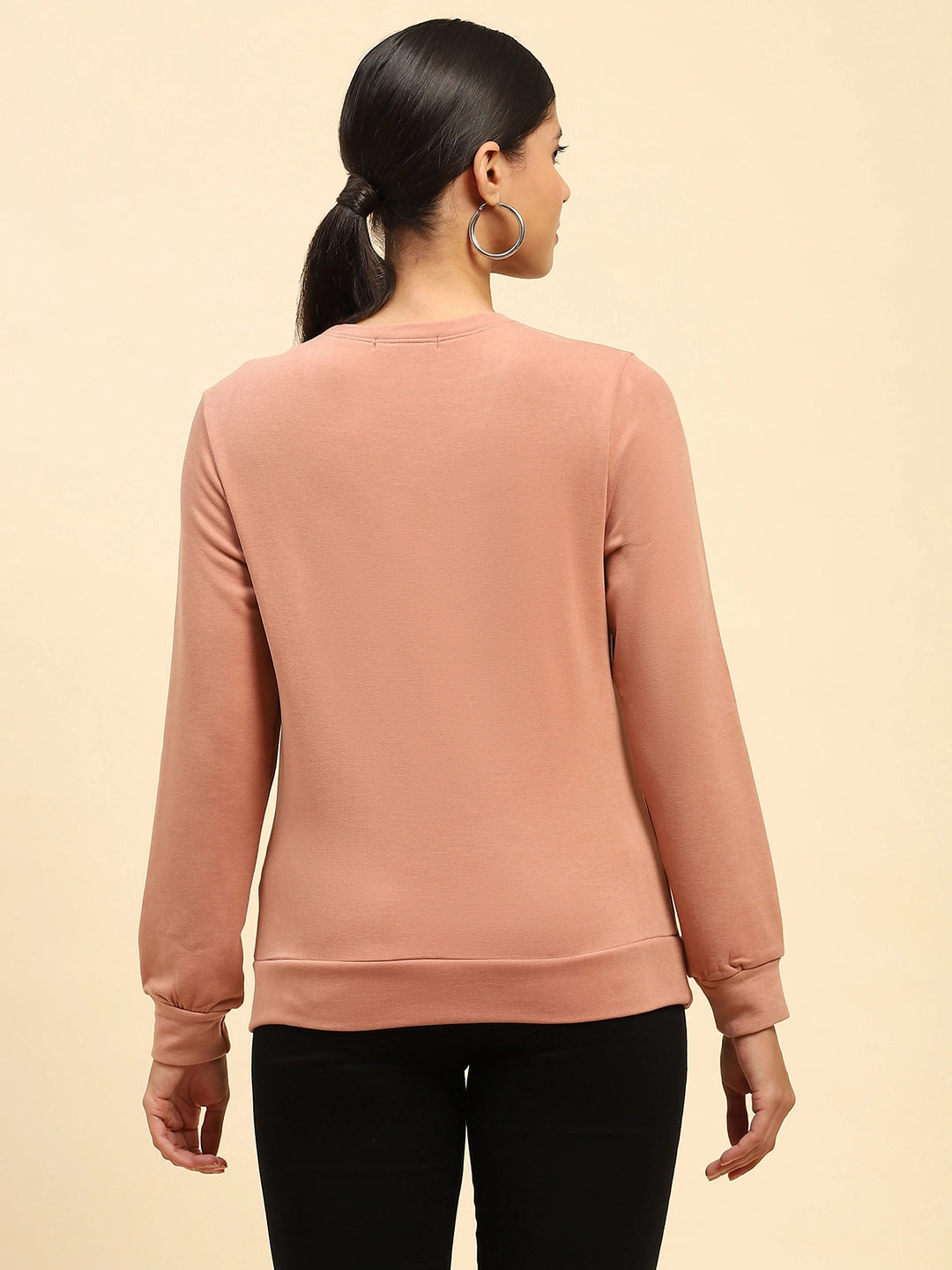 Rose Solid Eco Silk Blend Relaxed Fit Sweat Shirt