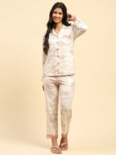 Blush Pink Floral Cotton Blend Relaxed Fit Night Suit