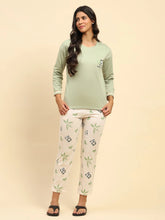 Green Teddy Print Cotton Relaxed Fit Night Suit