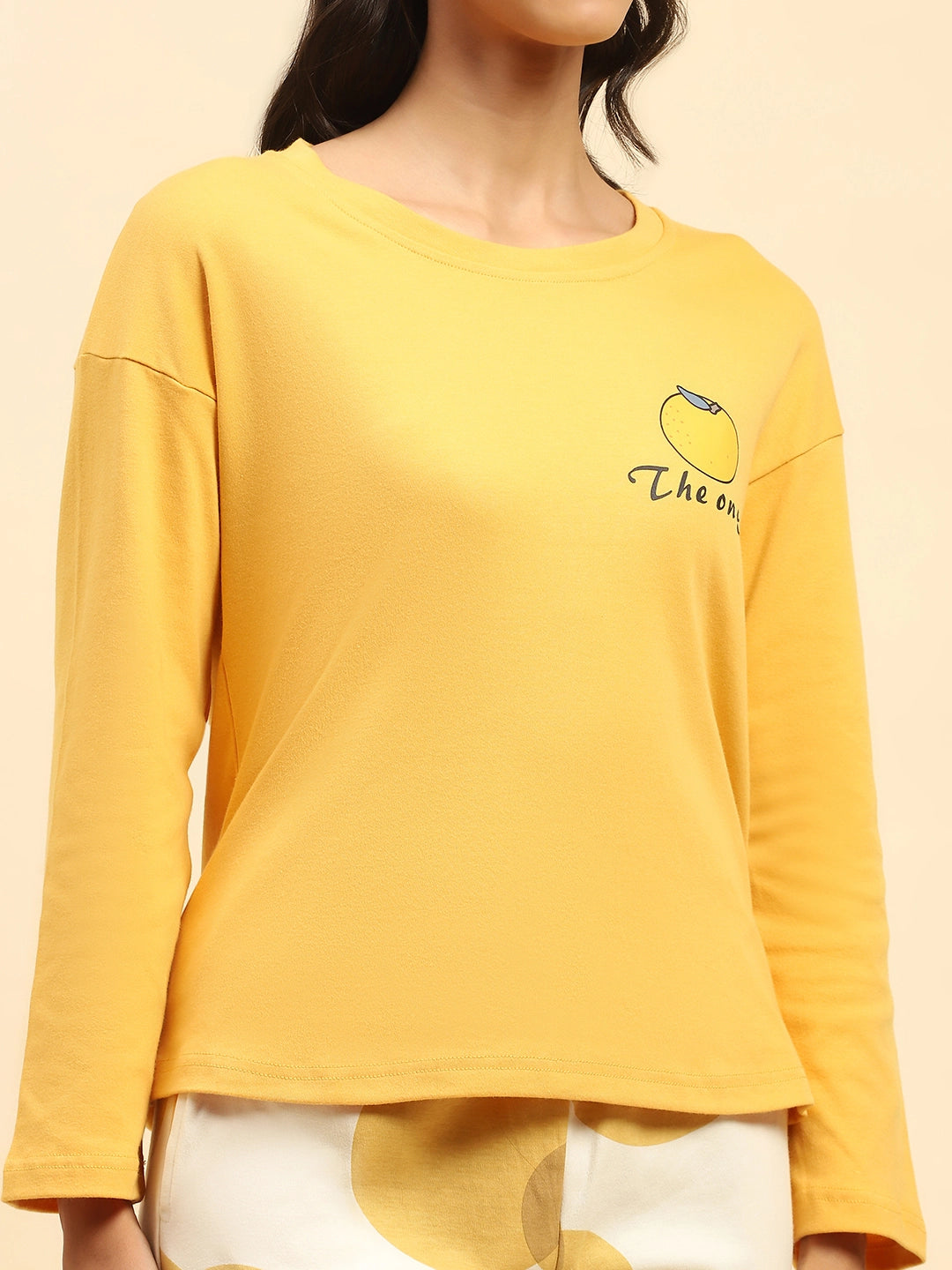 Mango Yellow Solid Cotton Relaxed Fit Night Suit