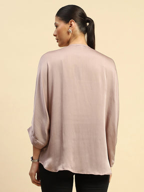 Onion Chiffon Loose Fit Embellished Blouson Top