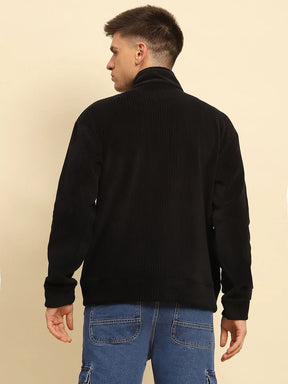 Black Ploy Blend Solid Regular Fit Jacket