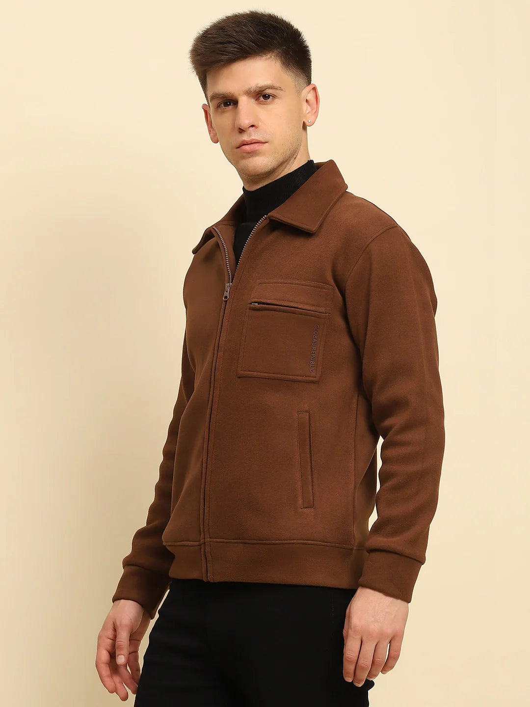 Coffee Ploy Blend Solid Regular Fit Jacket