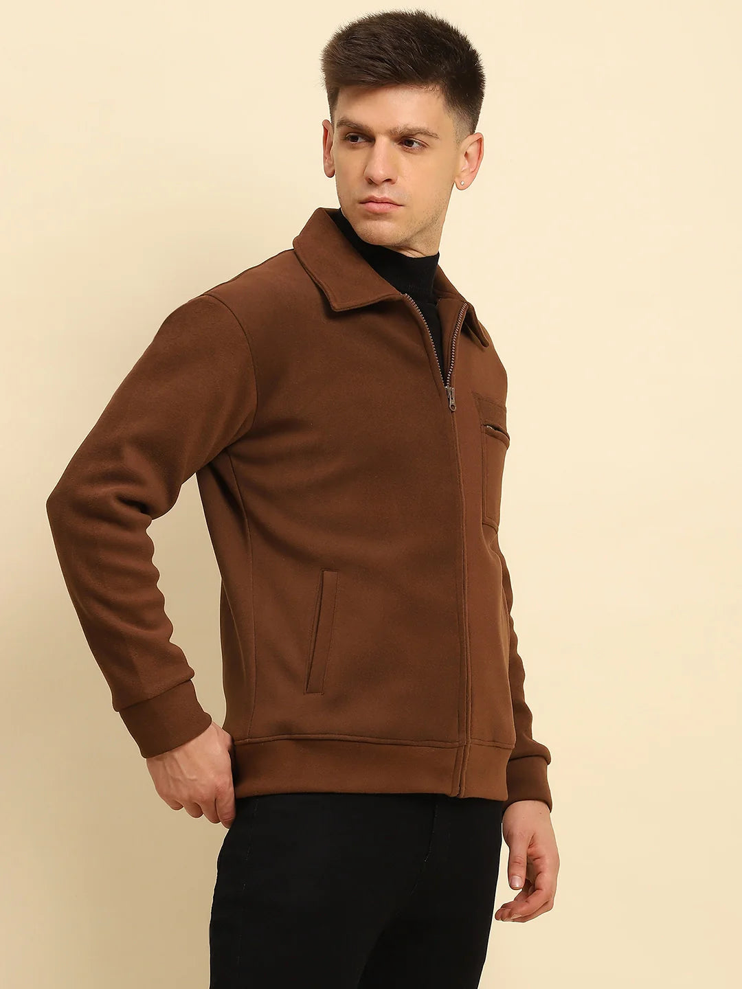 Coffee Ploy Blend Solid Regular Fit Jacket