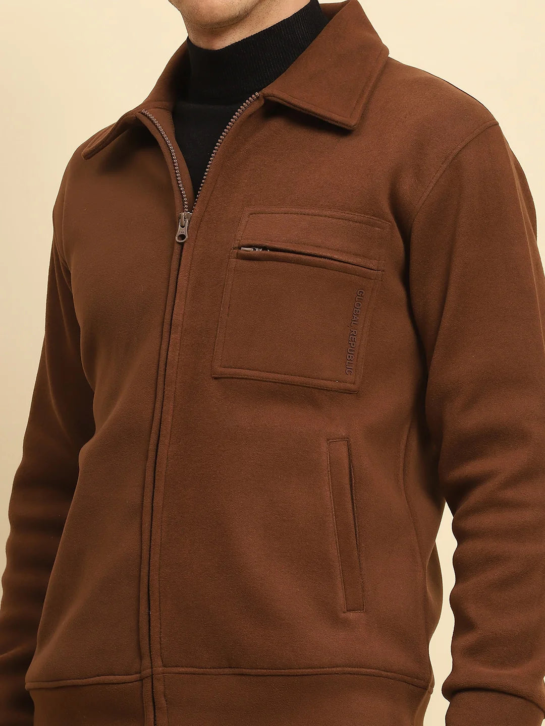 Coffee Ploy Blend Solid Regular Fit Jacket