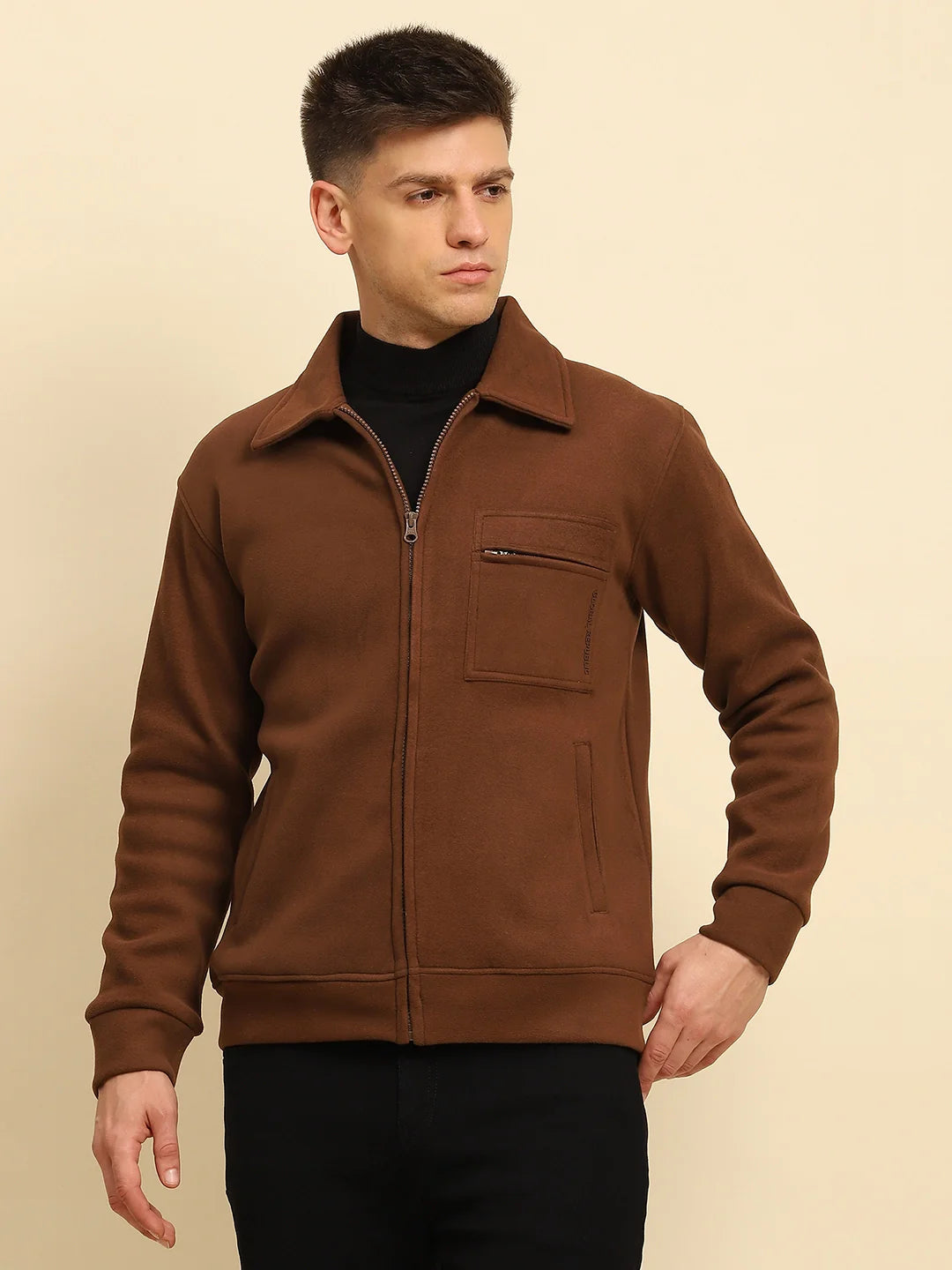 Coffee Ploy Blend Solid Regular Fit Jacket