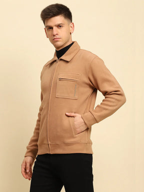 Tan Ploy Blend Solid Regular Fit Jacket