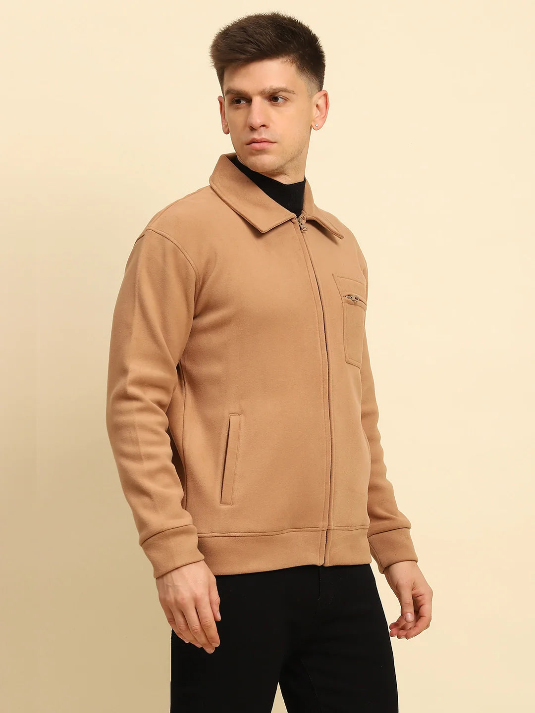 Tan Ploy Blend Solid Regular Fit Jacket