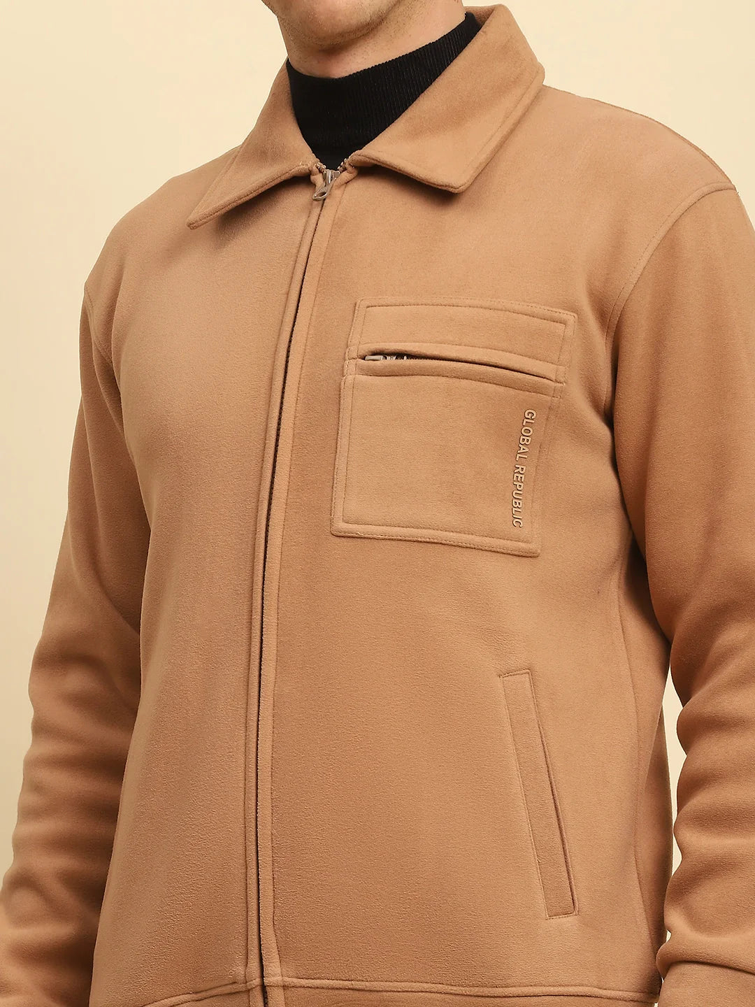 Tan Ploy Blend Solid Regular Fit Jacket