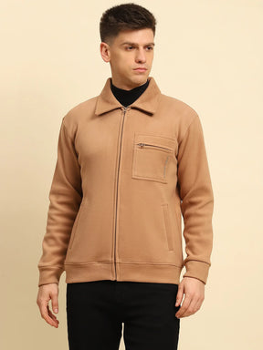 Tan Ploy Blend Solid Regular Fit Jacket