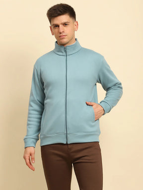 Blue Stone Ploy Blend Solid Regular Fit Sweatshirt