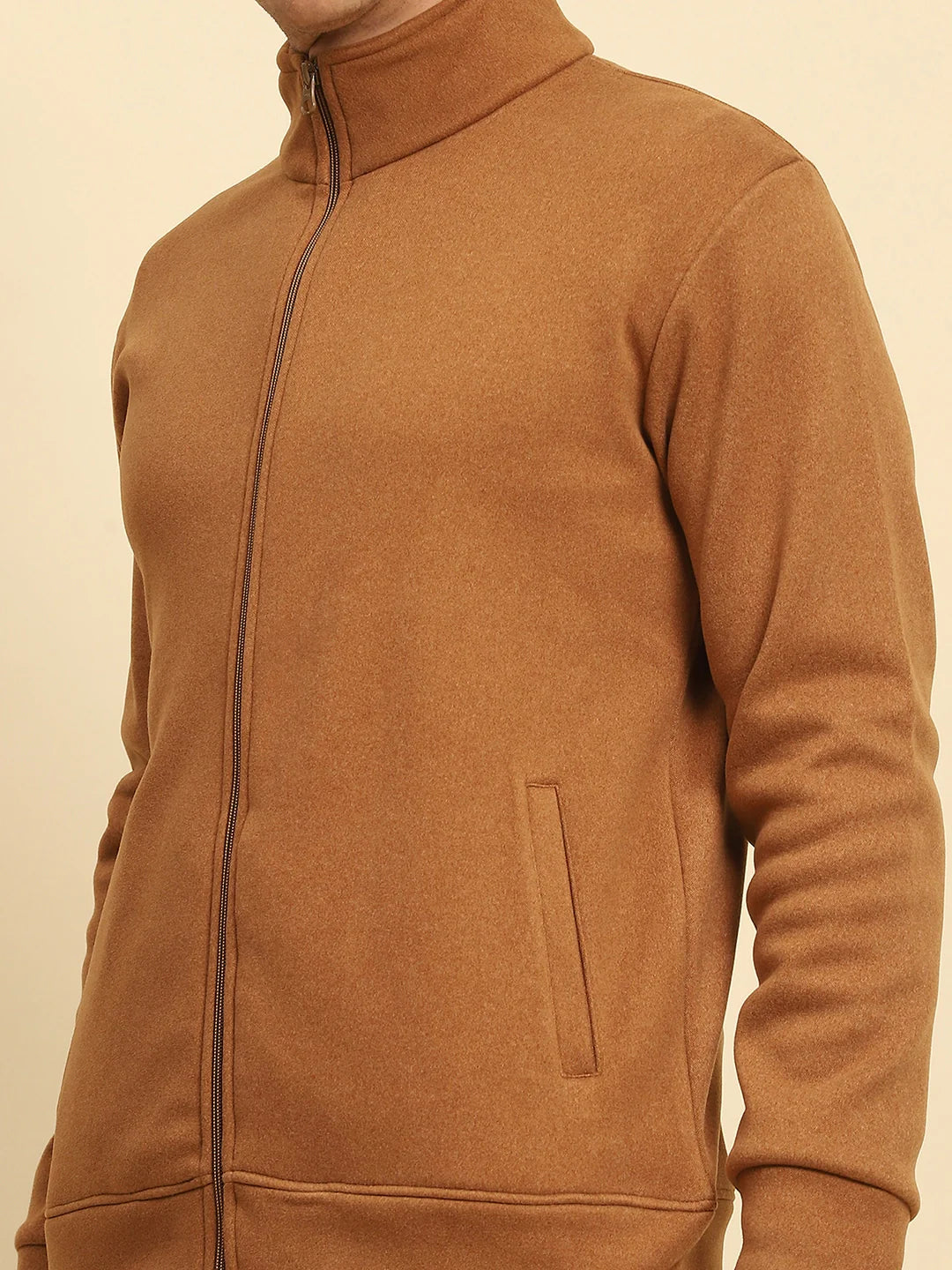 Dark Camel Ploy Blend Solid Regular Fit Sweatshirt