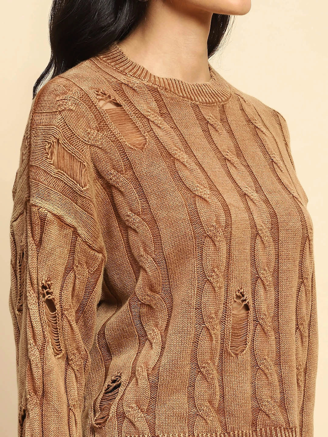 Brown Cotton Boxy Fit Top For Women