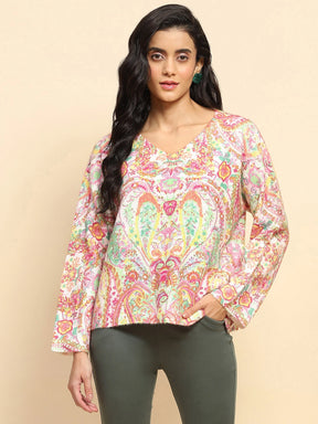 Multicolor Polyester Blend Relaxed Fit Pullover