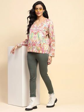 Multicolor Polyester Blend Relaxed Fit Pullover