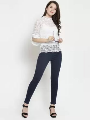 Women Blue High Rise Ankle Length Jegging