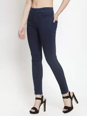 Women Blue High Rise Ankle Length Jegging