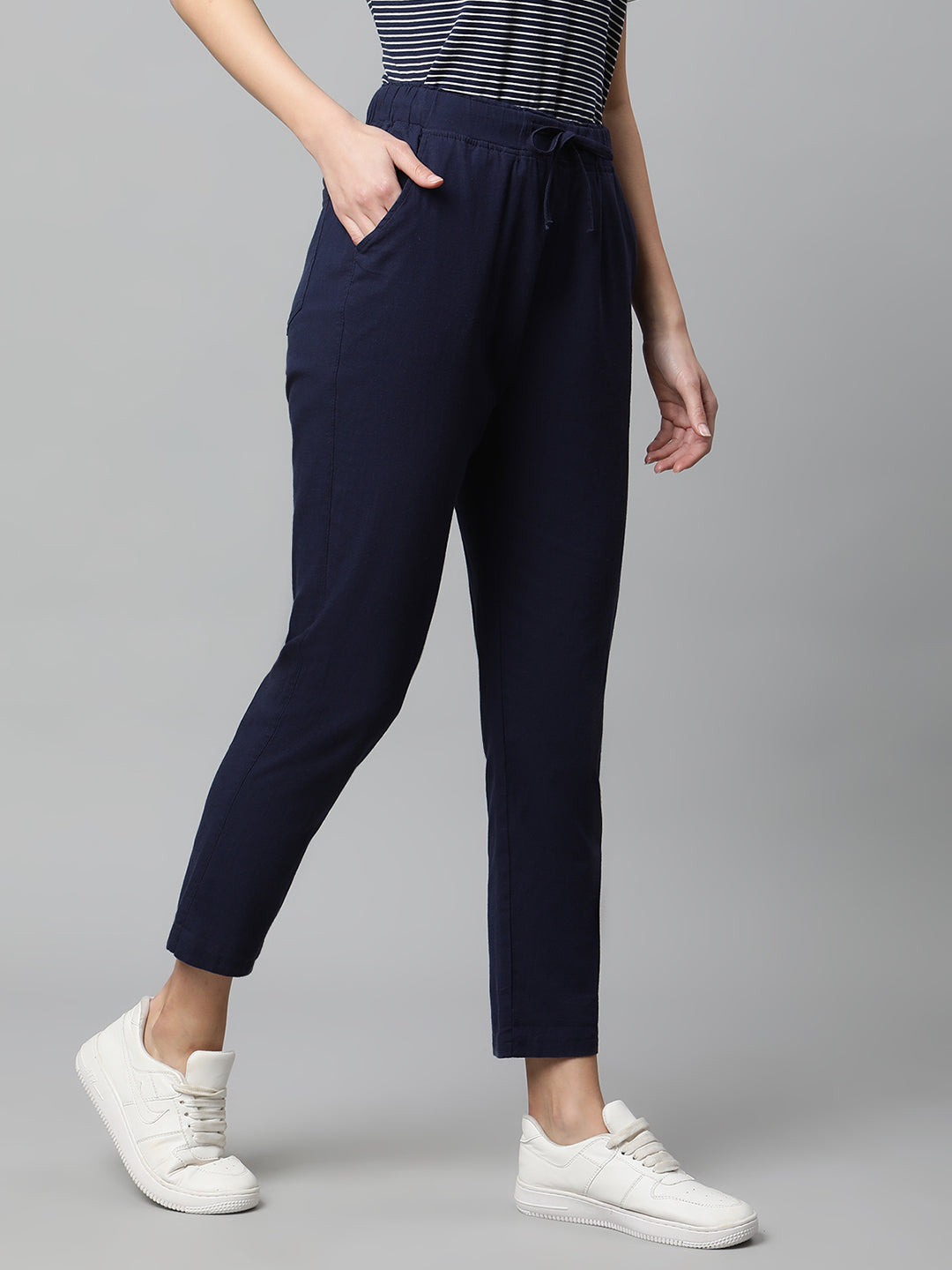 Women Regular Fit Navy Blue Lower