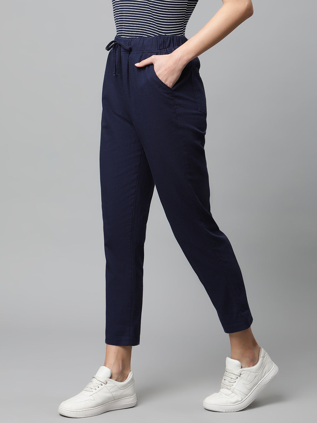 Women Regular Fit Navy Blue Lower