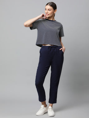 Women Regular Fit Navy Blue Lower