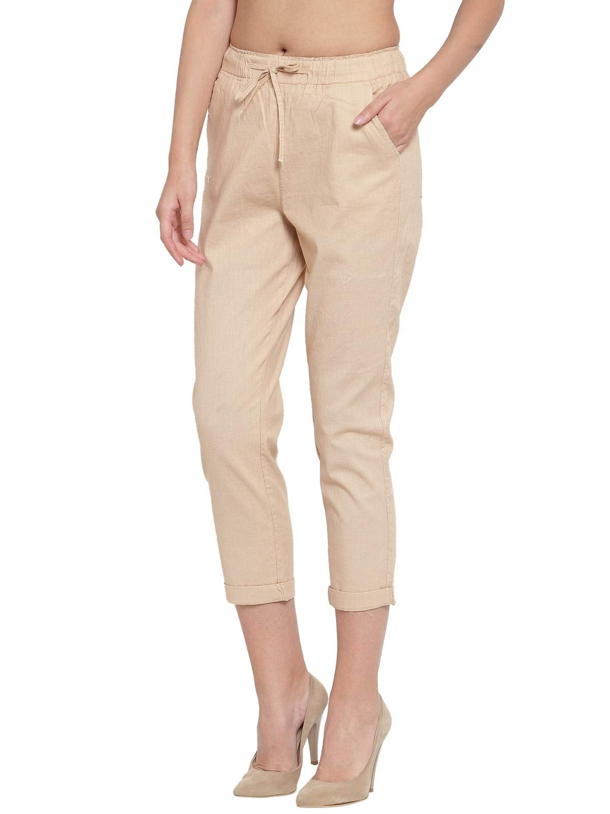 Women Beige Regular Fit Lower With Pockets